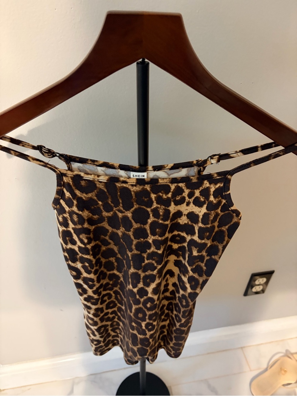 SHEIN Brown Leopard Print Slim Cami Jumpsuit